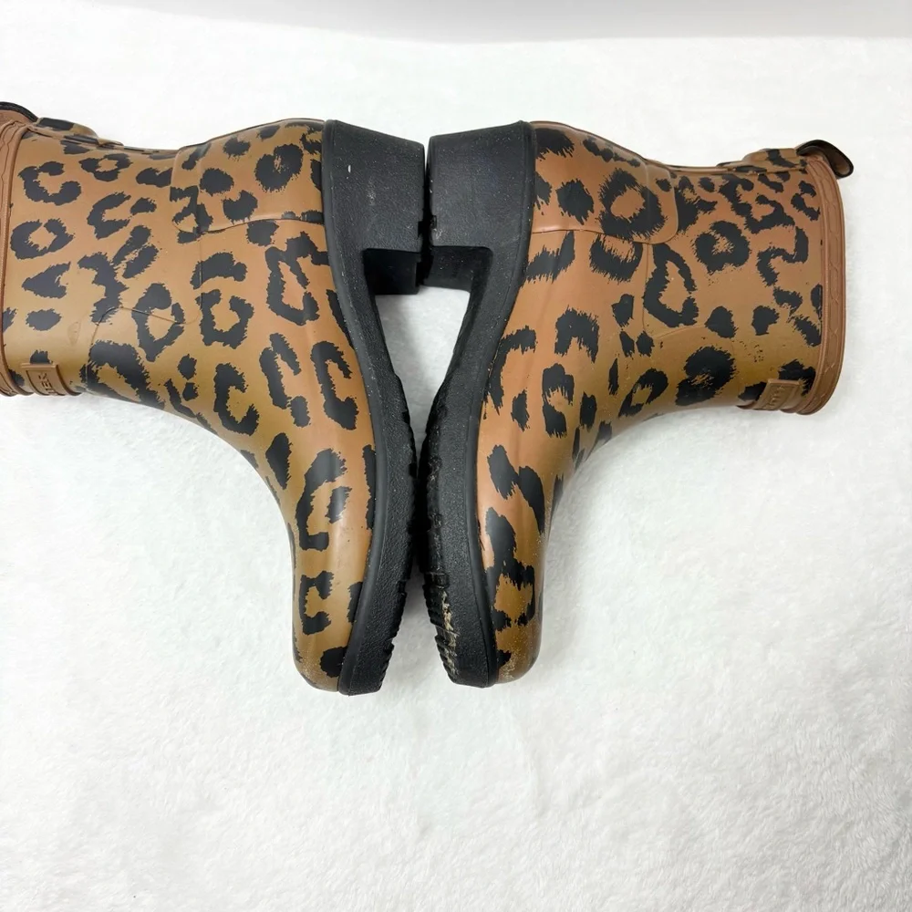 Hunter‎ Rain boots Leopard Print Matte Block-Heel Girl Size 6